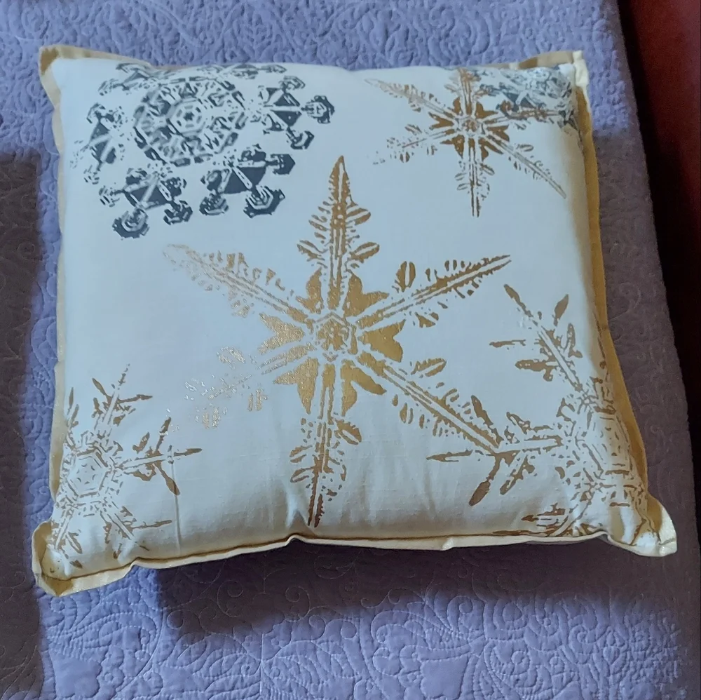 LIKE NEW Vintage Luxe Holiday Throw Pillow Set of 2! Gold Foil & Neutral
